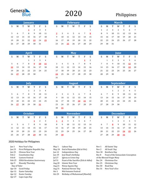 Personalized Calendar 2020 Philippines